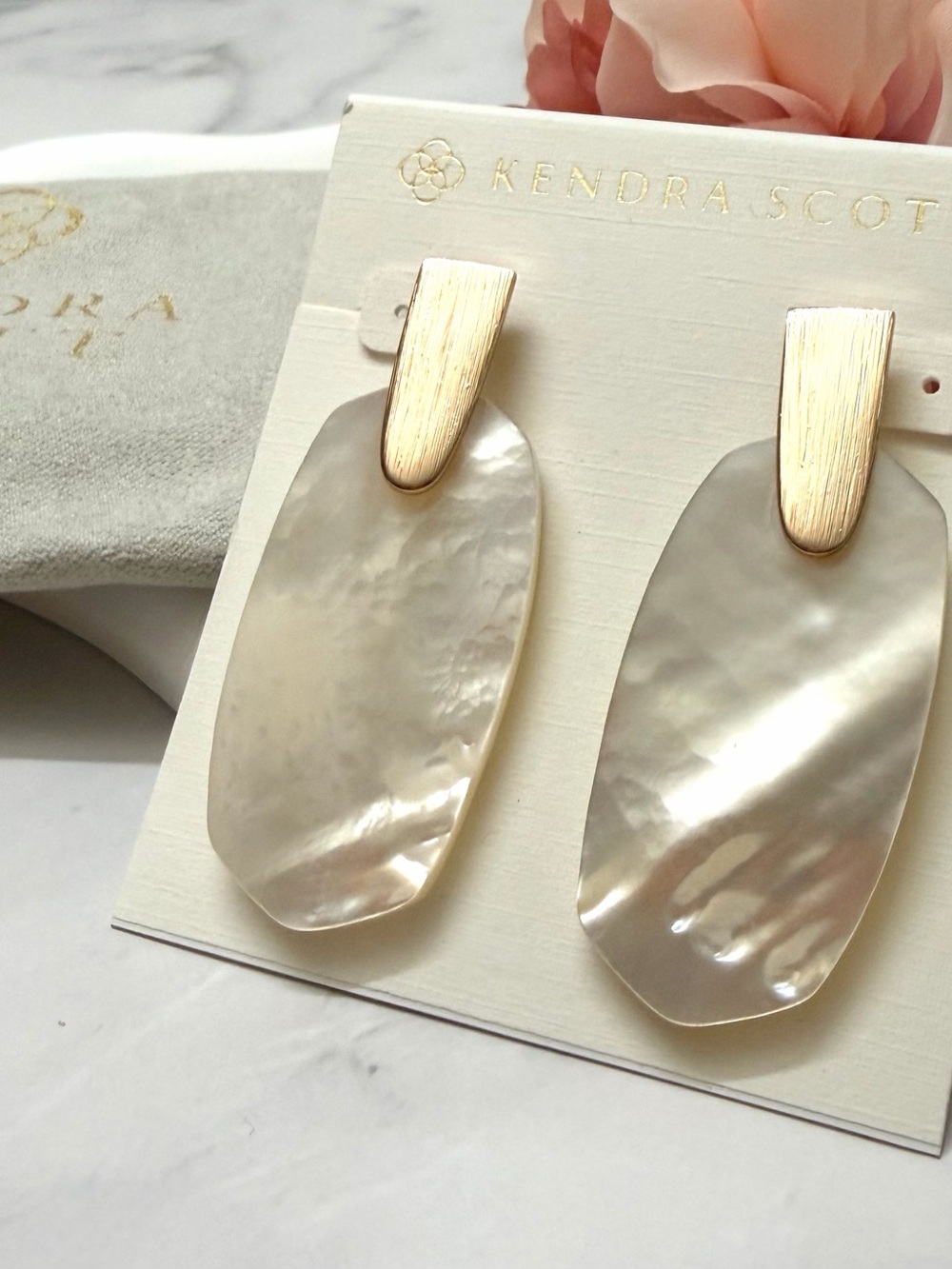 Kendra Scott Rose Gold & white Pearl Iridescent Drop Earrings